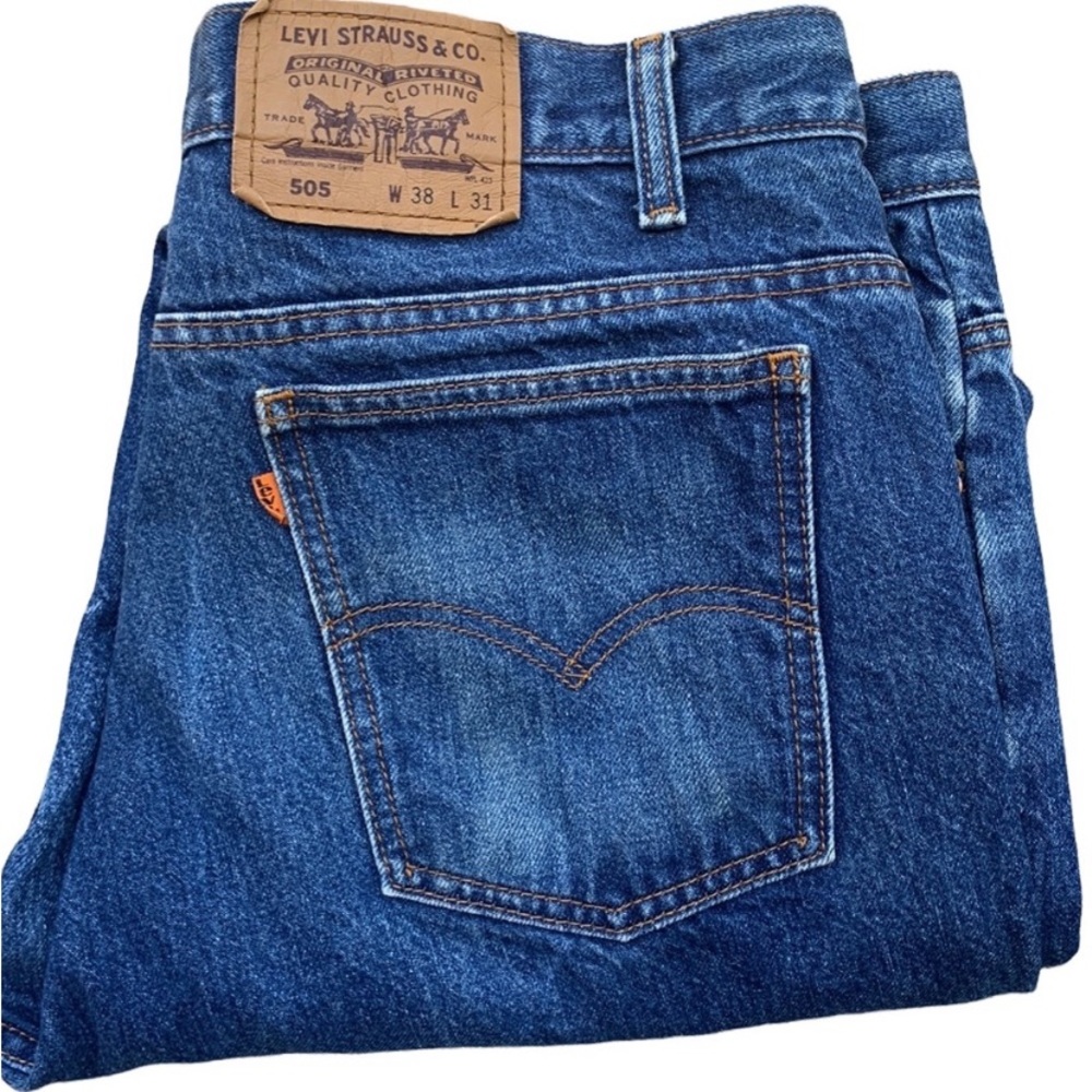 Levi’s Vintage 90s 505 Orange Tab Jeans Stonewash Wash Wallet Fade| 36x 30